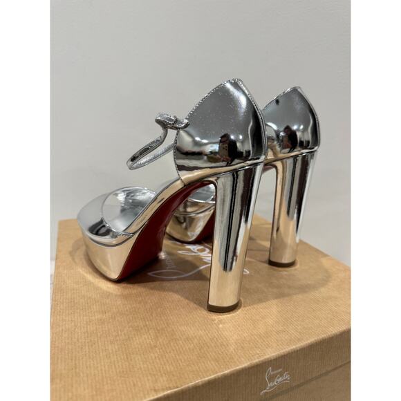 Christian Louboutin Sandaloo 130MM Silver Platform Sandals Size 37 BNIB - Picture 5 of 9